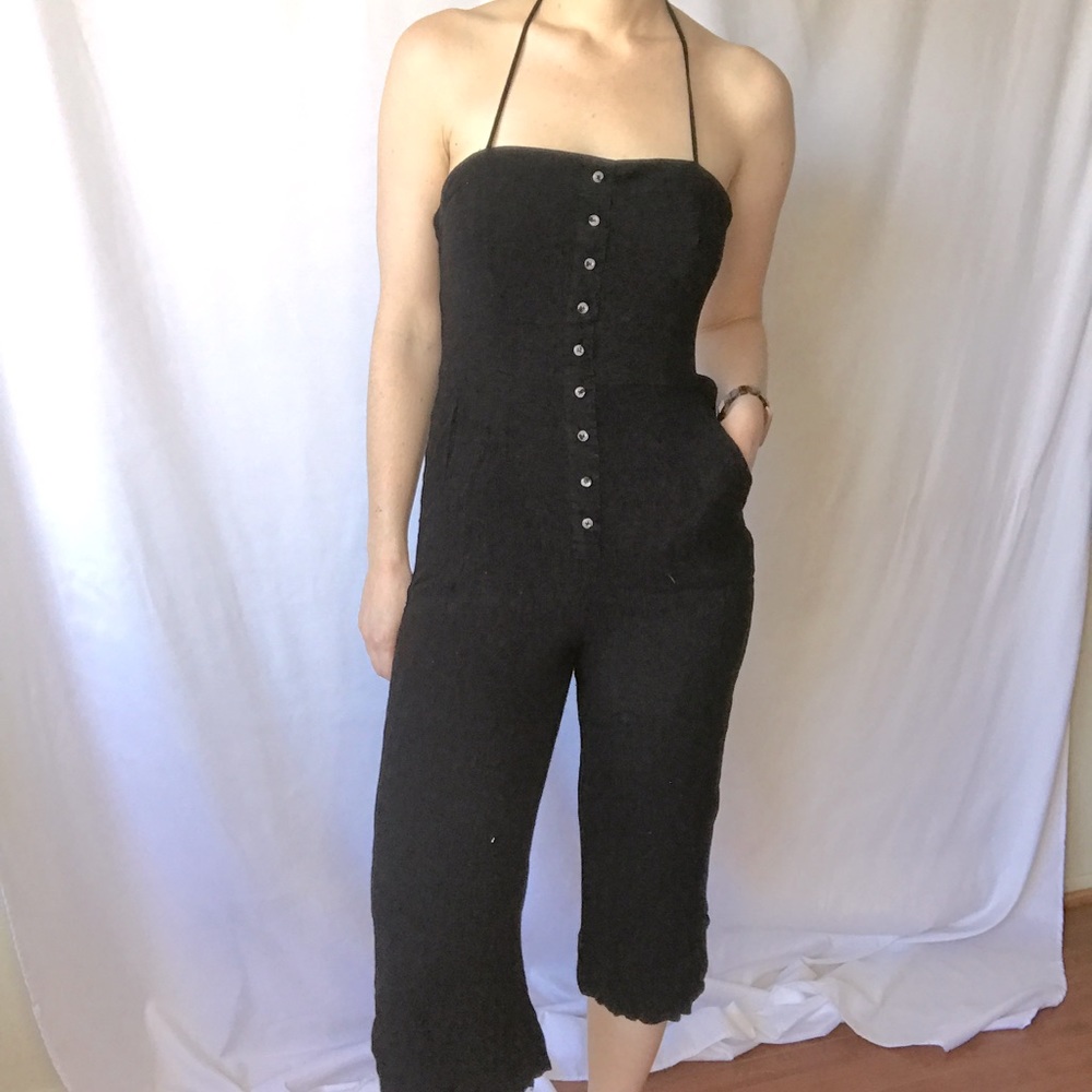 Black halter top romper